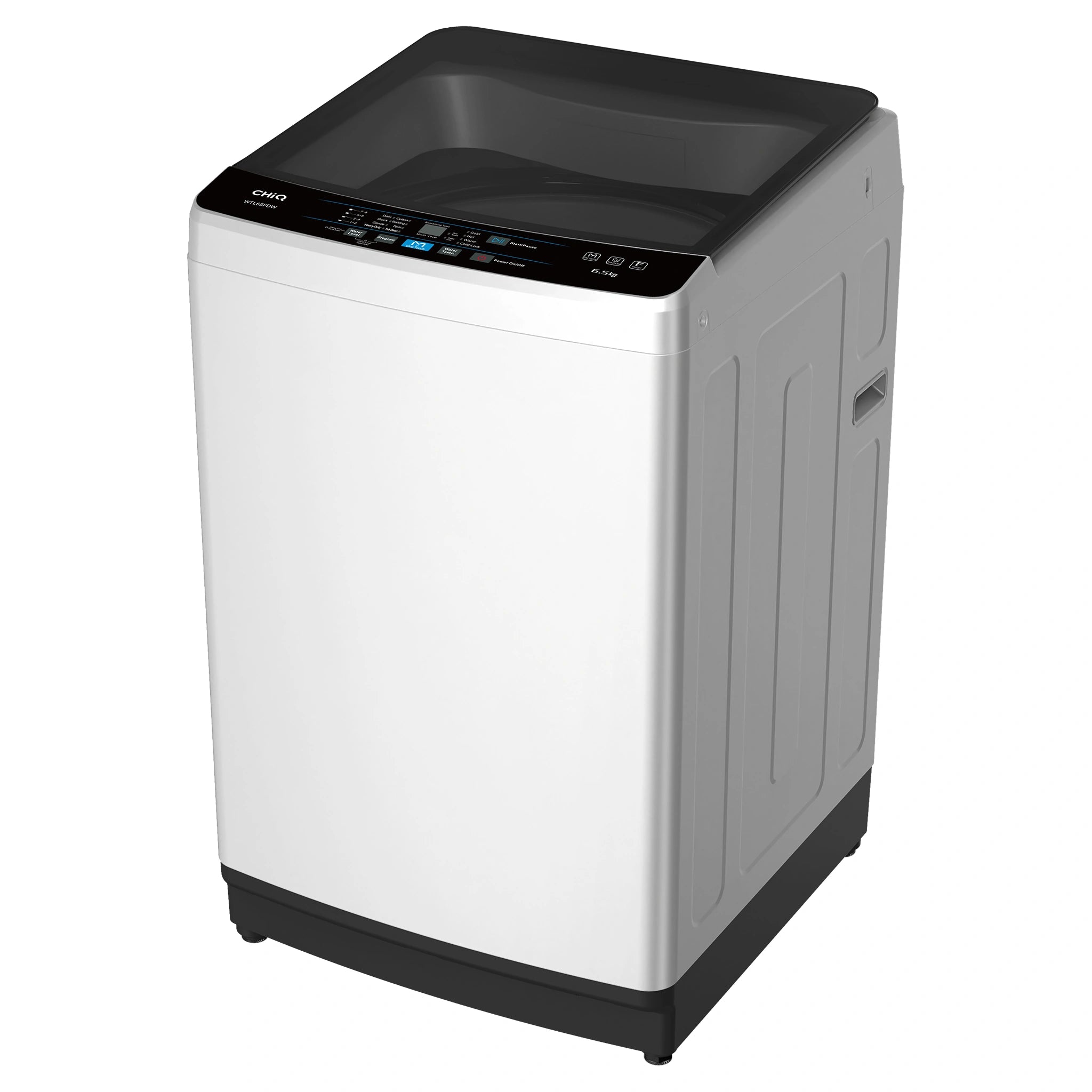 CHiQ 6.5kg Top Load Washer – White WTL65FDW, Left Side View