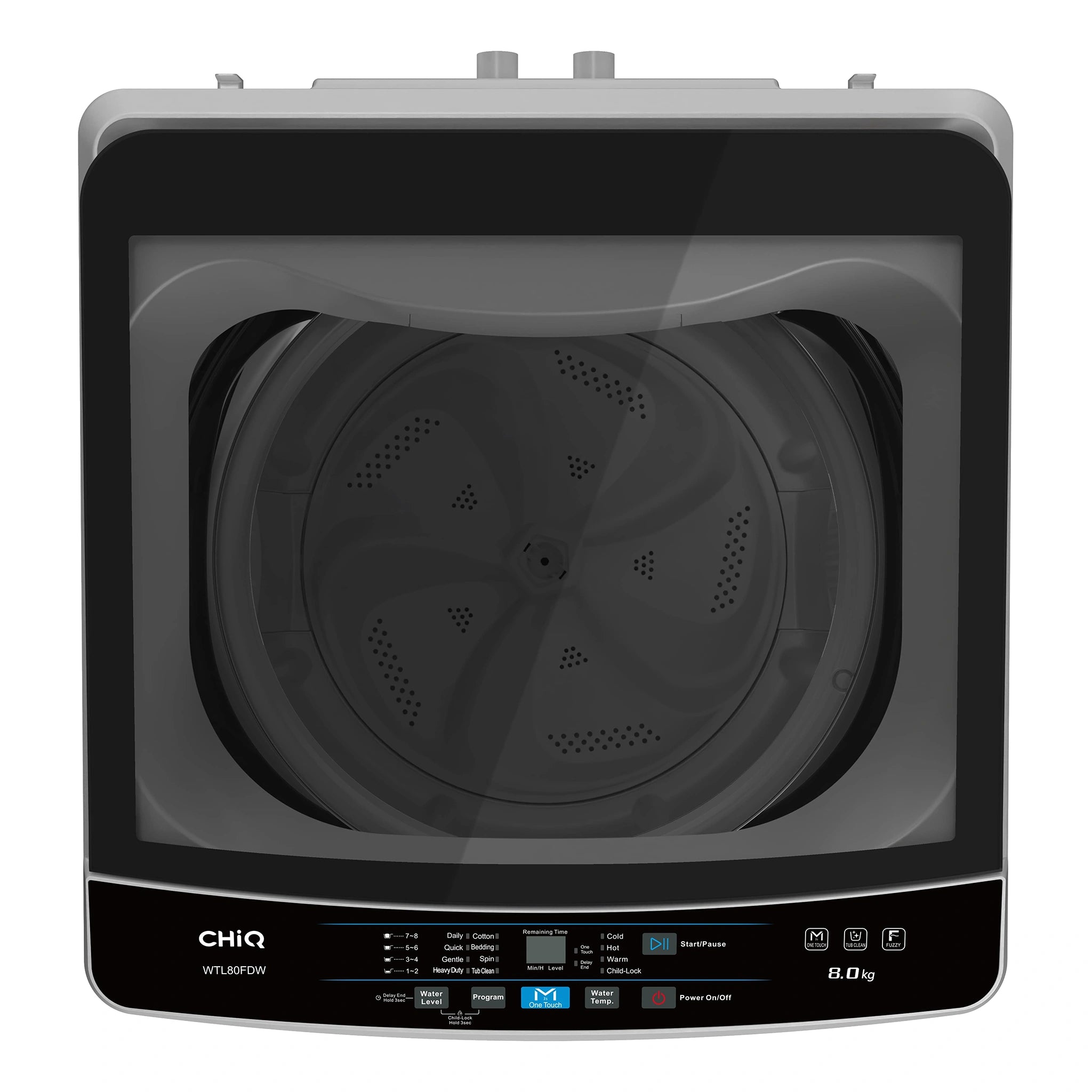 CHiQ 8kg Top Load Washer – White WTL80FDW, Top View