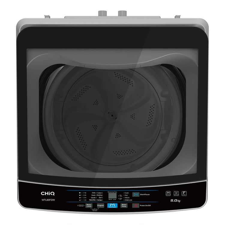 CHiQ 8kg Top Load Washer – White WTL80FDW, Top View