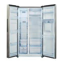 CHiQ 559L Side By Side Fridge Stainless Steel CSS557NSD, Front view with doors open
