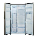 CHiQ 602L Side By Side Fridge CSS601SD, Front view with doors open