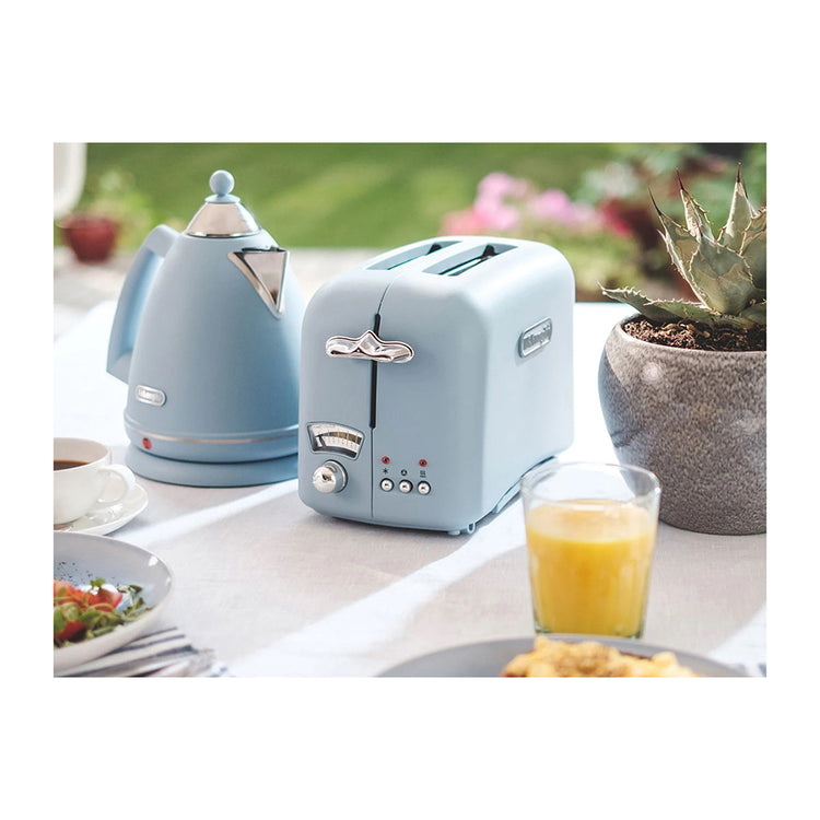 DeLonghi CT02AZ Argento Flora Blue 2-Slice Toaster