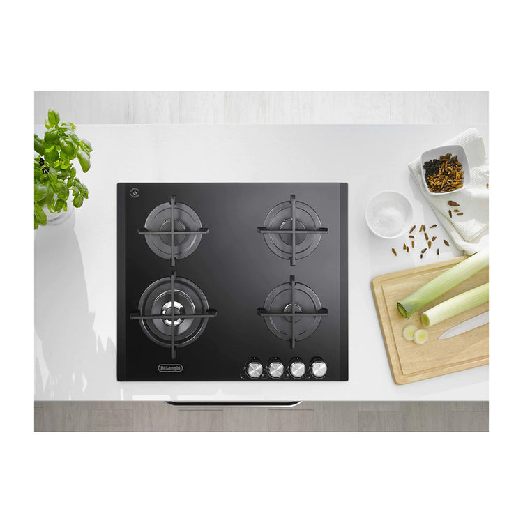 DeLonghi DEGHBG60 Burner Black Glass Gas Cooktop