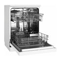Dishlex DSF6104WA 60cm 13 Place Settings White Freestanding Dishwasher, Front right view with door ope