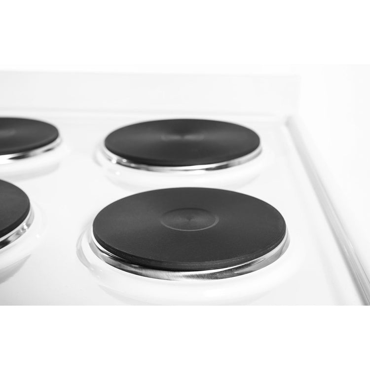 Euromaid EFF54W Electric Single Cavity Oven + Solid Cooktop, Cooktop view 2