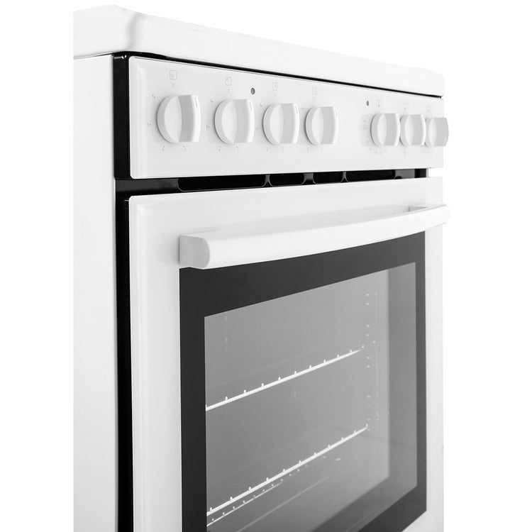 Euromaid EFF54W Electric Single Cavity Oven + Solid Cooktop, Control panel side view