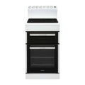 Euromaid EFS54RC-DCW 54cm Freestanding Electric Oven with Ceramic Cooktop, White, Front view