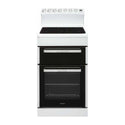 Euromaid EFS54RC-DCW 54cm Freestanding Electric Oven with Ceramic Cooktop, White, Front view