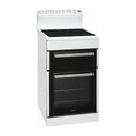 Euromaid EFS54RC-DCW 54cm Freestanding Electric Oven with Ceramic Cooktop, White, Front right view