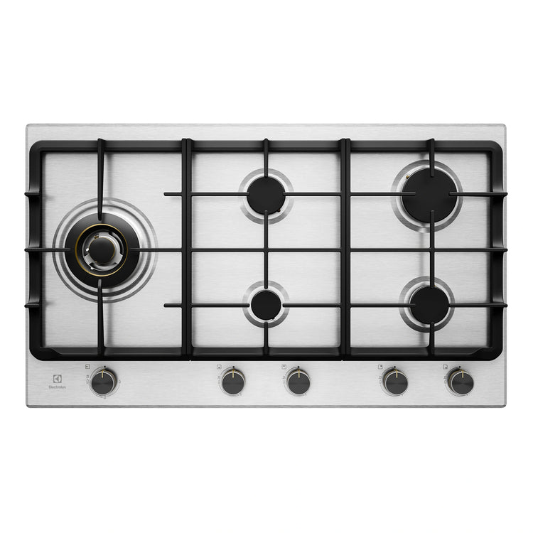 Electrolux 90cm Ultimate Taste 900 5-Burner Gas Cooktop EHG955SE, Front View