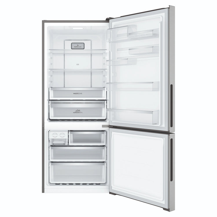 Electrolux 425L UltimateTaste 500 Bottom Freezer Fridge - Silver EBE4302SDR, Front View With Door Open