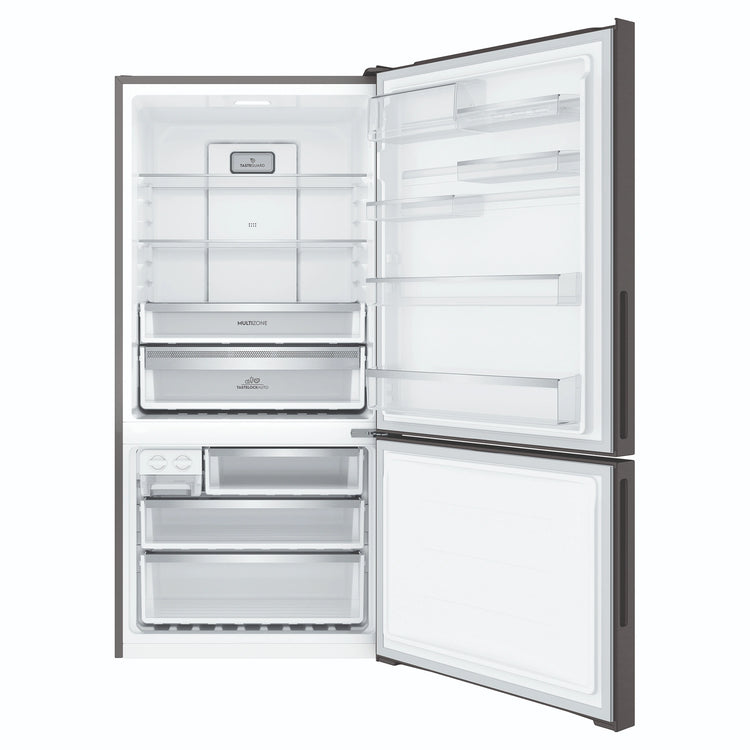 Electrolux 496L UltimateTaste 500 Bottom Freezer Fridge - Matte Black EBE5002BDR, Front View With Door Open