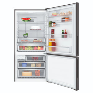 Electrolux 496L UltimateTaste 500 Bottom Freezer Fridge - Matte Black EBE5002BDR, Front View With Door Open Storages