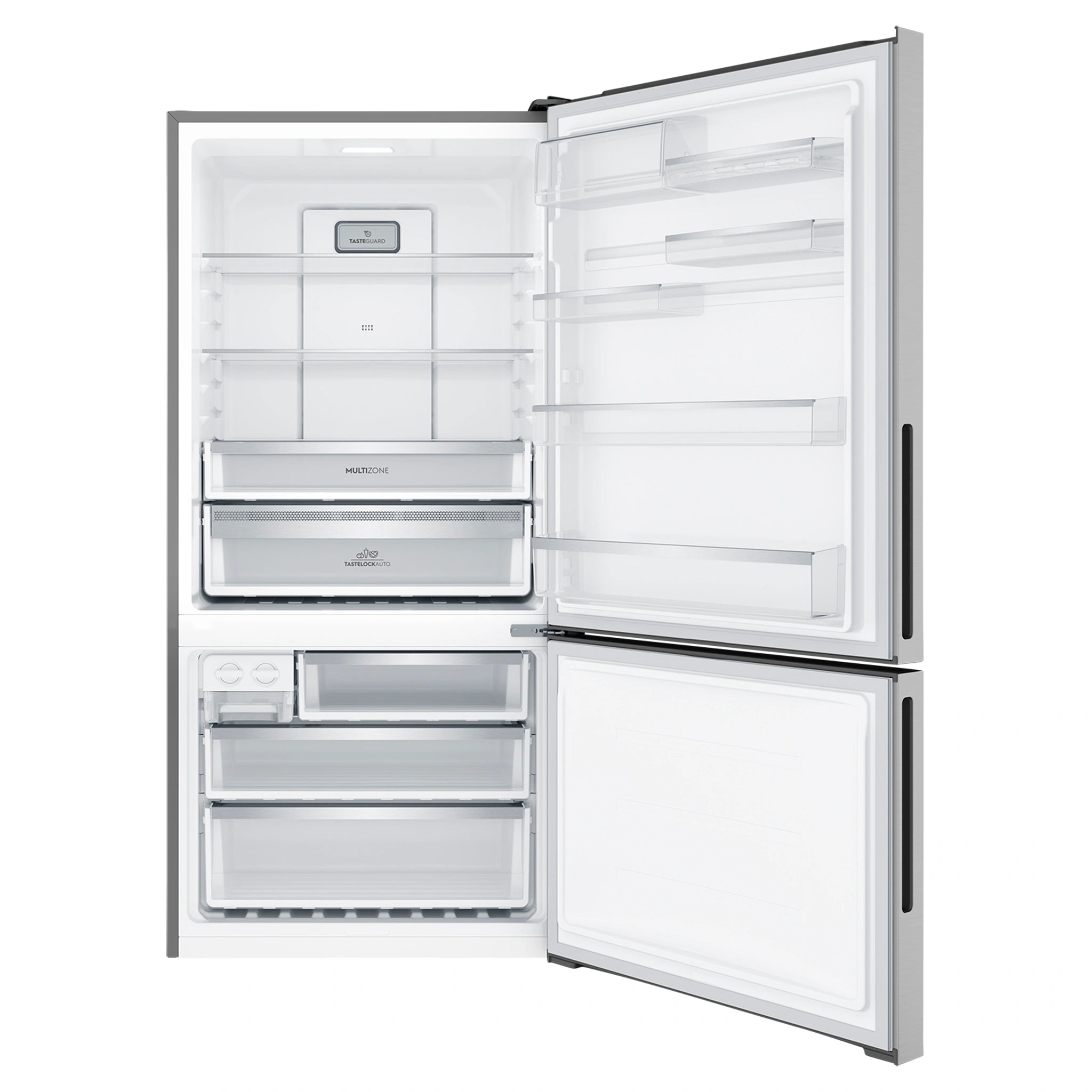Electrolux 496L UltimateTaste 500 Bottom Freezer Fridge - Silver EBE5002SDR, Front View With Door Open