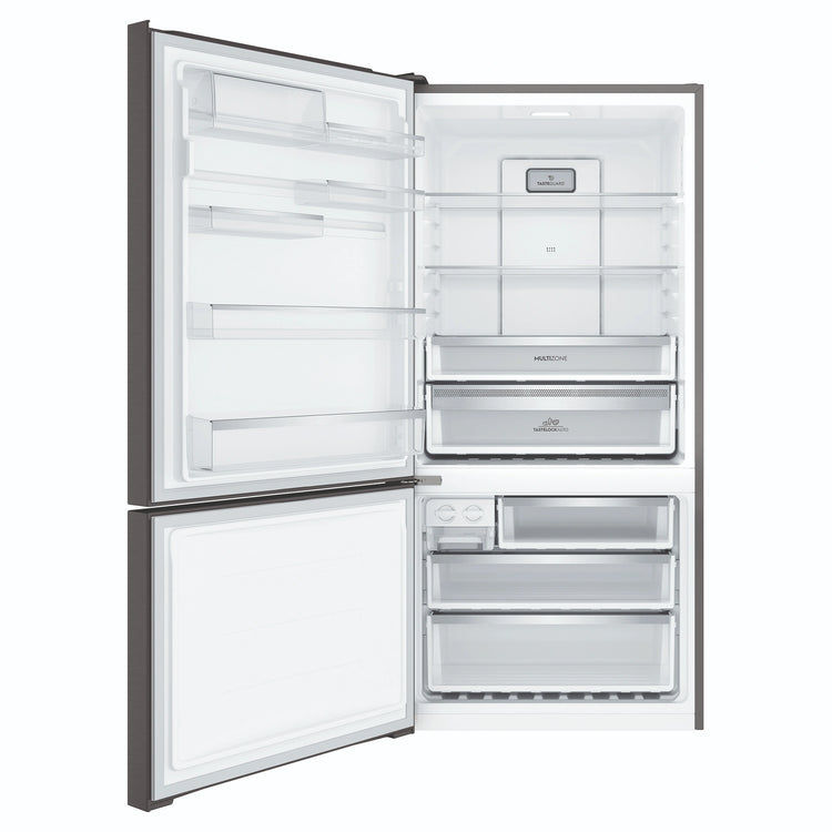 Electrolux 496L UltimateTaste 500 Bottom Freezer Fridge - Matte Black EBE5007BDL, Front View With Door Open