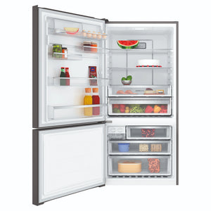 Electrolux 496L UltimateTaste 500 Bottom Freezer Fridge - Matte Black EBE5007BDL, Front View With Door Open Storages