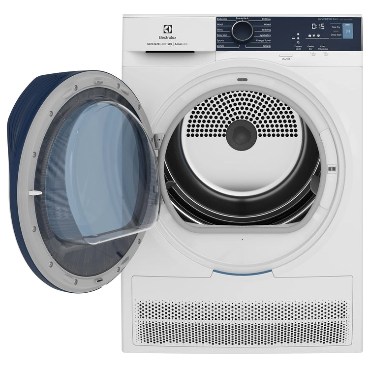 Electrolux 8kg UltimateCare 500 Condenser Dryer EDC804Q5WB, Front View With Door Open