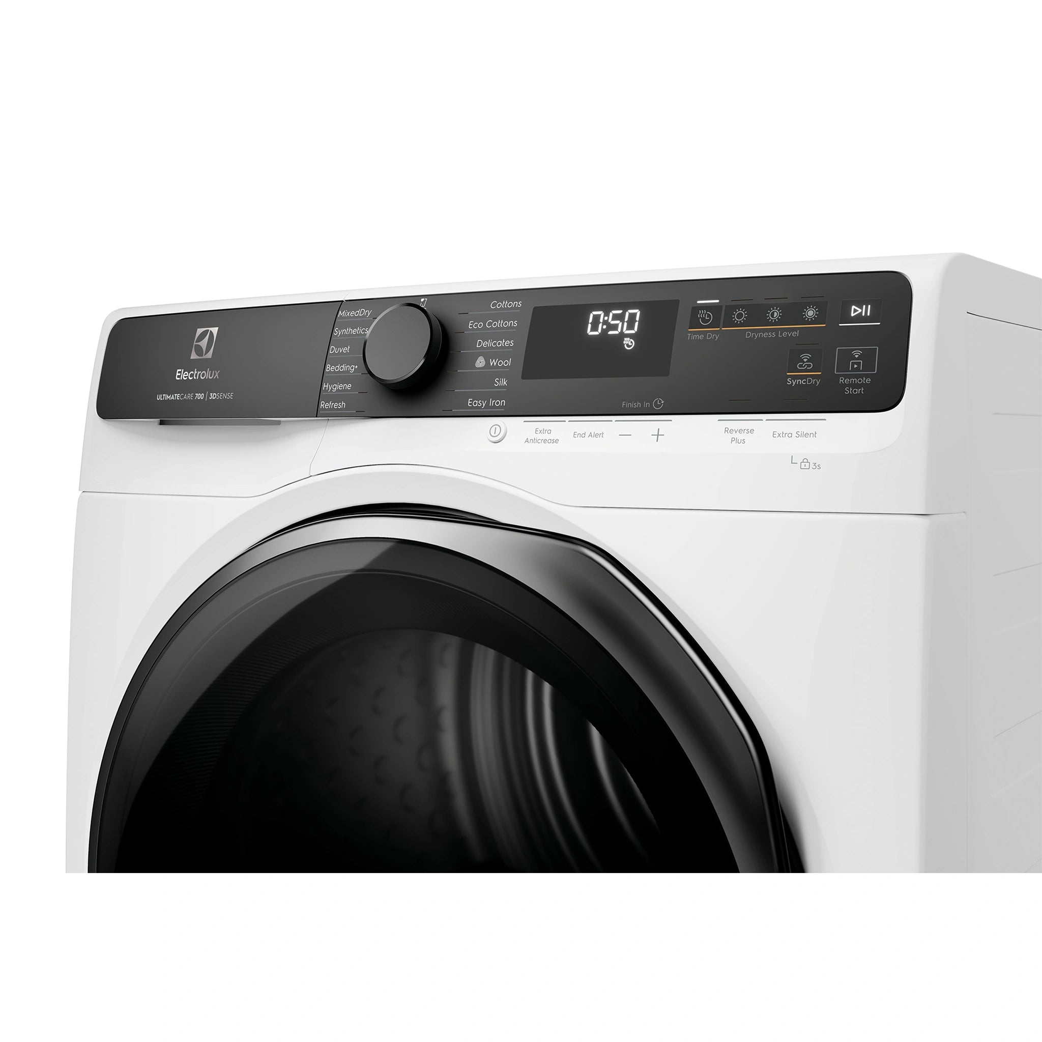 Electrolux 8kg 700 Series Heat Pump Dryer - White EDH803R7WC, Control Panel View