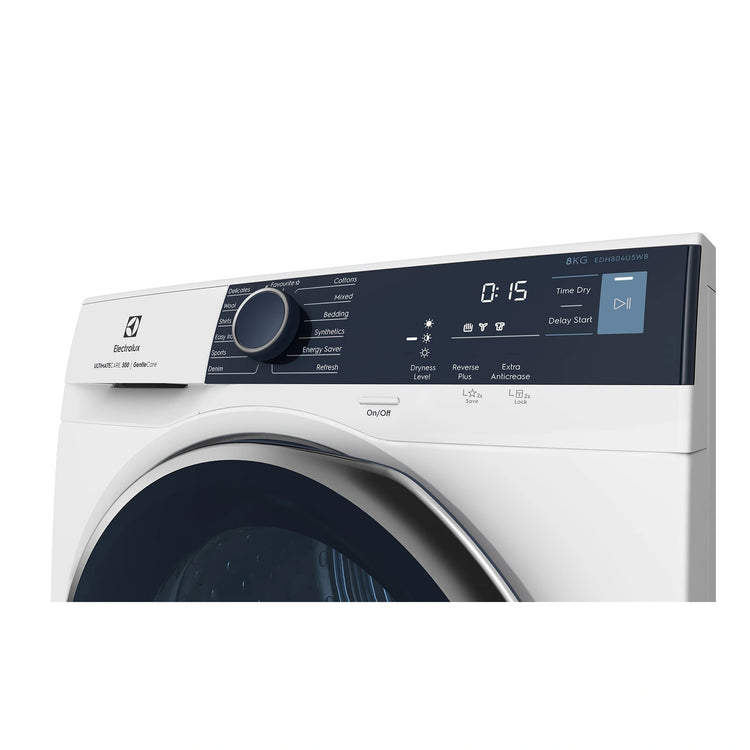 Electrolux 8kg White UltimateCare 500 Heat Pump Dryer EDH804U5WB, Control Panel View