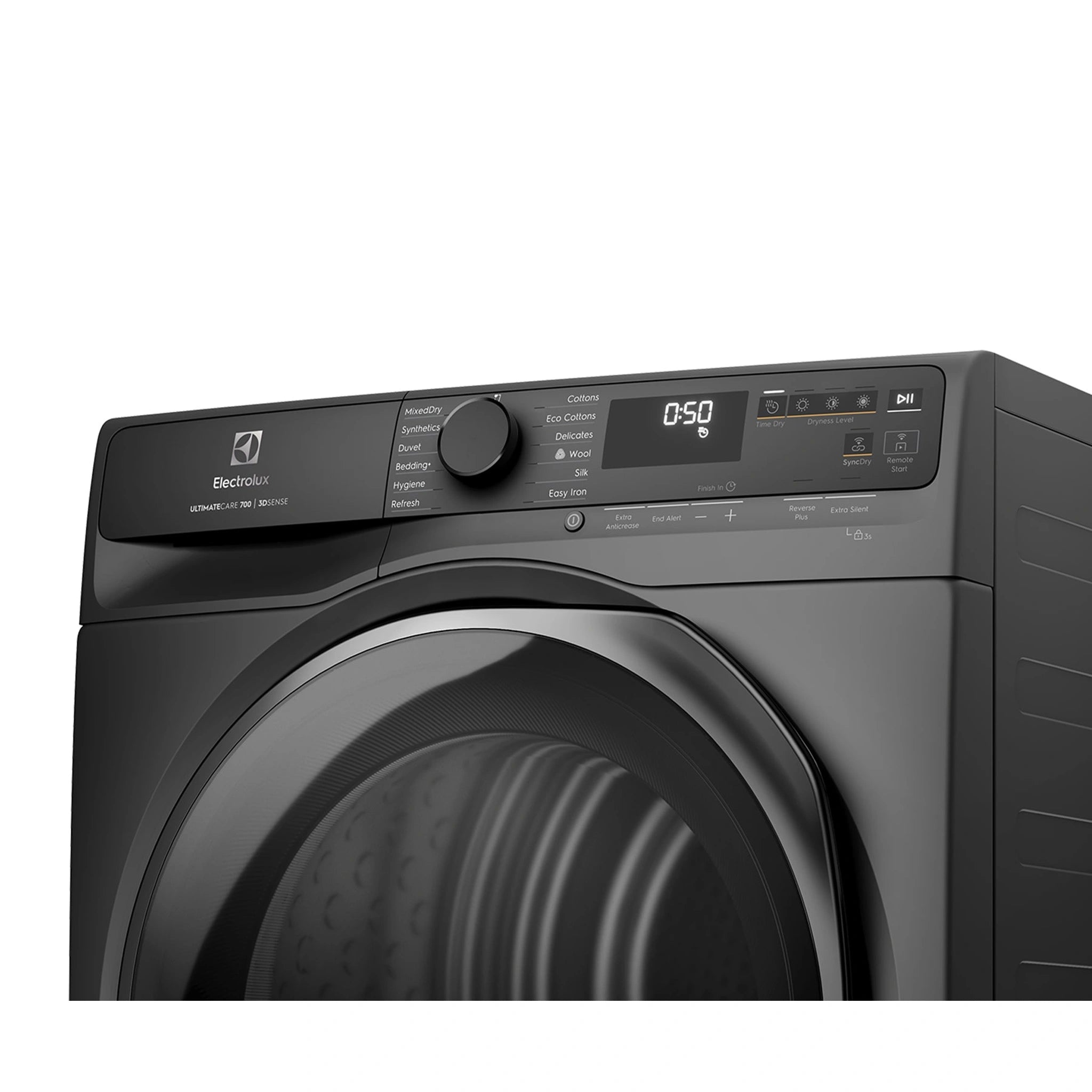 Electrolux 9kg UltimateCare 700 Heat Pump Dryer - Dark Onyx EDH903R7SC, Control Panel View