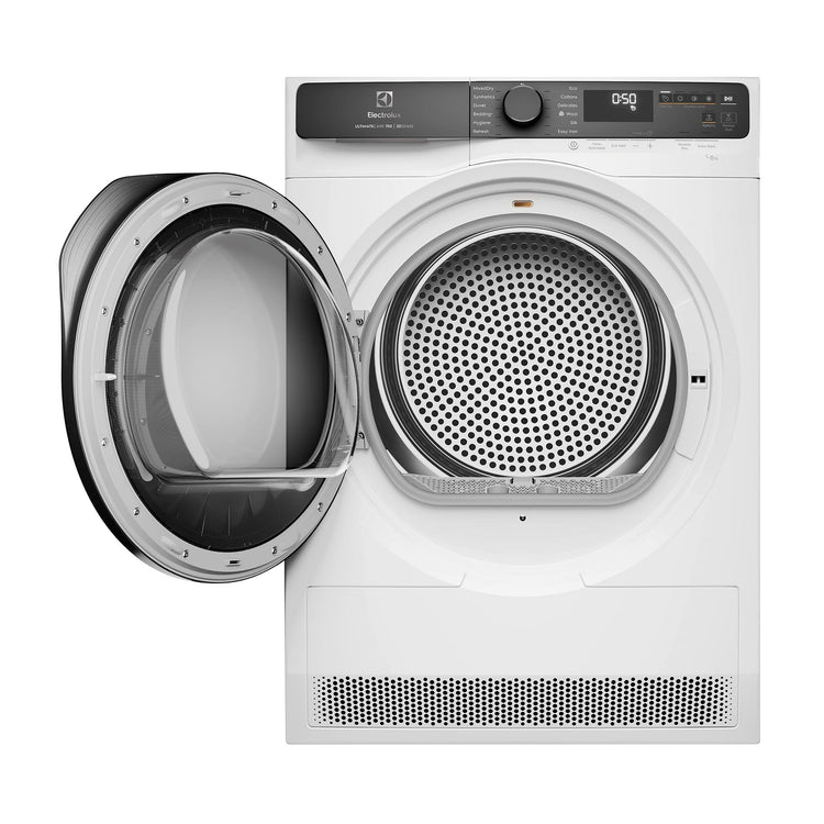 Electrolux 9kg UltimateCare 700 heat pump dryer EDH903R7WC, Front View With Door Open