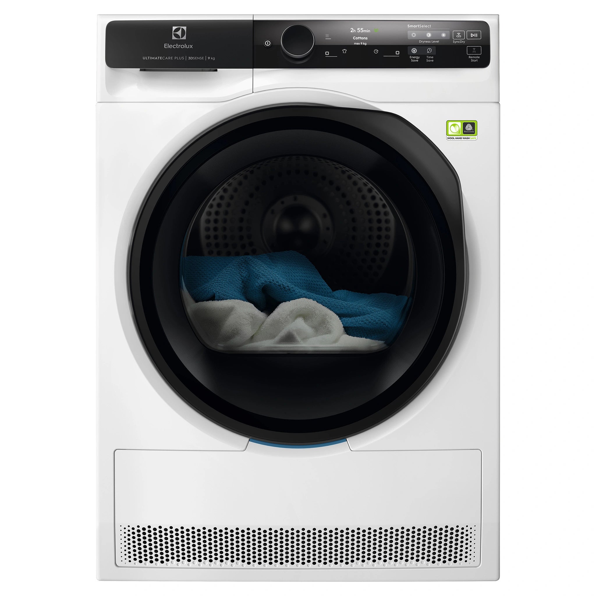 Electrolux 9KG UltimateCare Plus 900 White Heat Pump Dryer EDH912R9WC, Front View