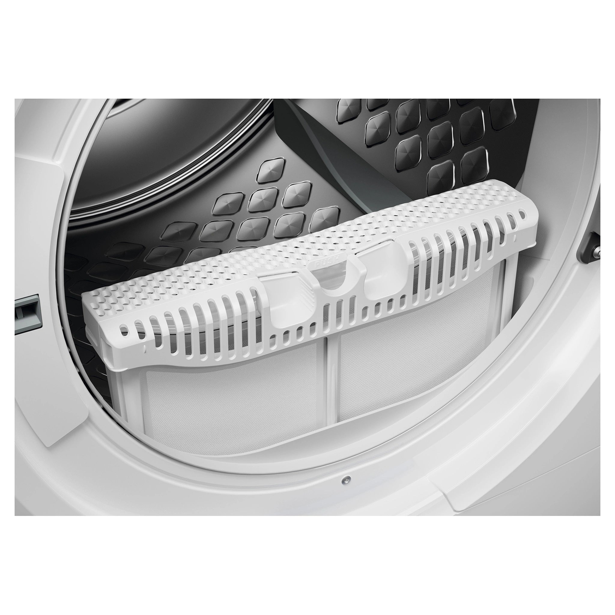 Electrolux 9KG UltimateCare Plus 900 White Heat Pump Dryer EDH912R9WC, Inside Front View with Lint Filter