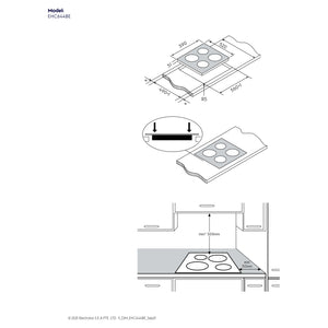 Electrolux 60cm Ultimate Taste 300 4-Zone Ceramic Cooktop EHC644BE, Dimensions View