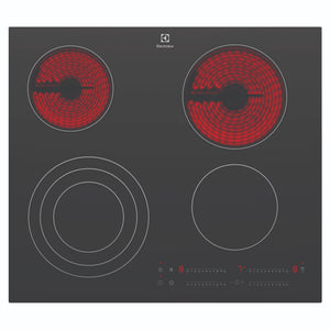 Electrolux 60cm Ultimate Taste 300 4-Zone Ceramic Cooktop EHC644BE, Top View