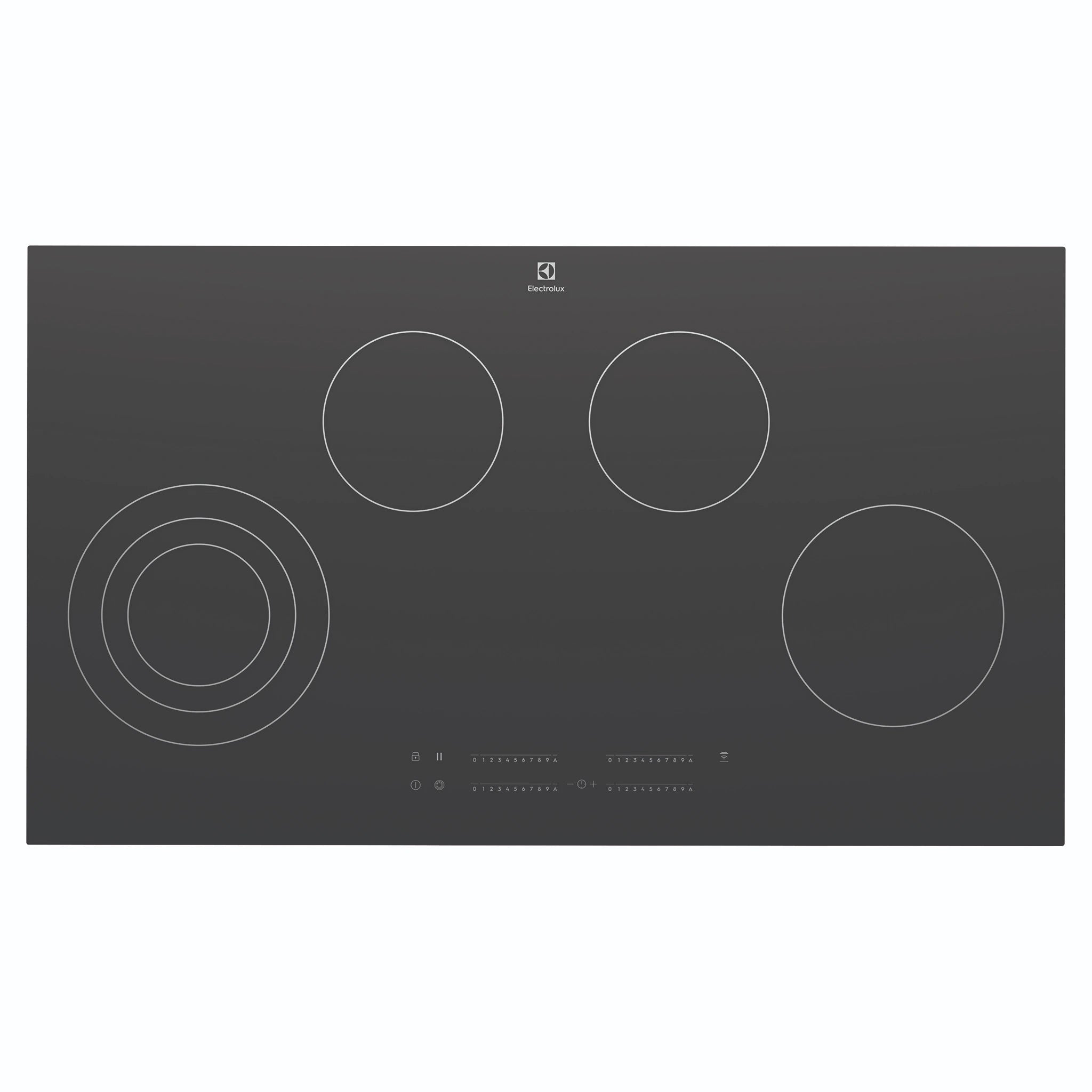 Electrolux 90cm Ultimate Taste 300 4-Zone Ceramic Cooktop EHC944BE, Front View