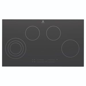 Electrolux 90cm Ultimate Taste 300 4-Zone Ceramic Cooktop EHC944BE, Front View
