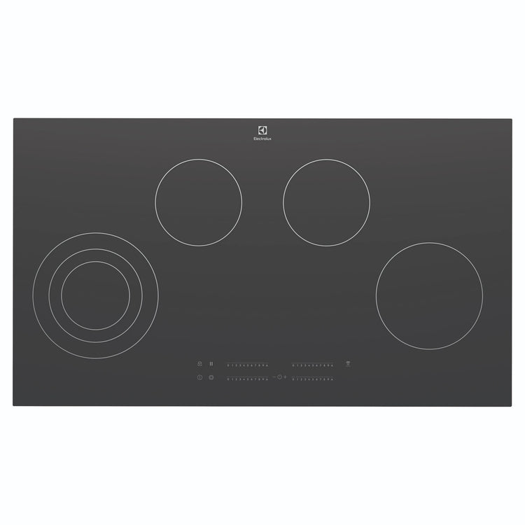 Electrolux 90cm Ultimate Taste 300 4-Zone Ceramic Cooktop EHC944BE, Front View