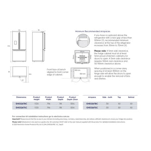 Electrolux 491L Ultimate Taste 700 French Door Fridge - Dark Stainless Steel EHE5267BC, Dimensions View 