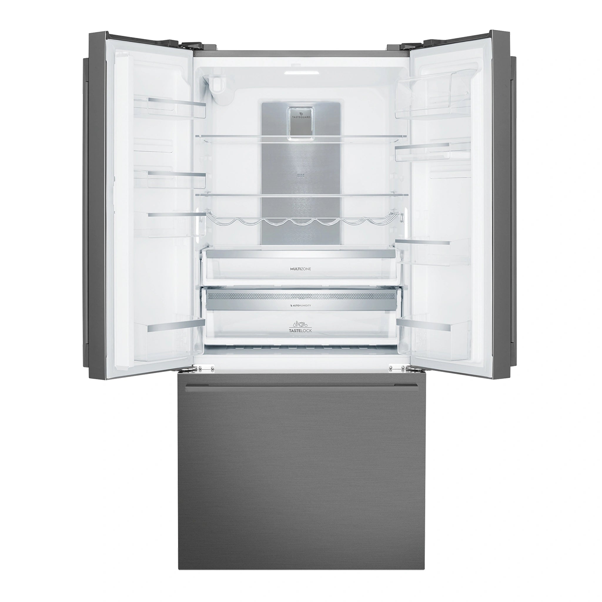 Electrolux 491L Ultimate Taste 700 French Door Fridge - Dark Stainless Steel EHE5267BC, Front View with Door Open