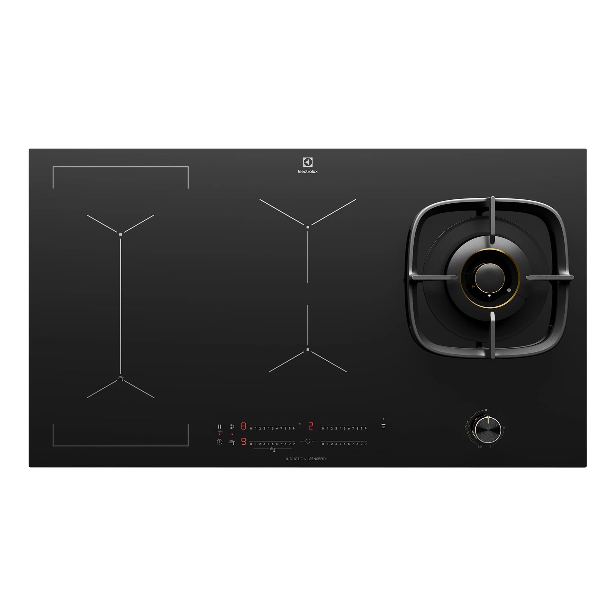 Electrolux 90cm UltimateTaste 900 Hybrid Induction Gas Cooktop EHH957BE, Top View 2