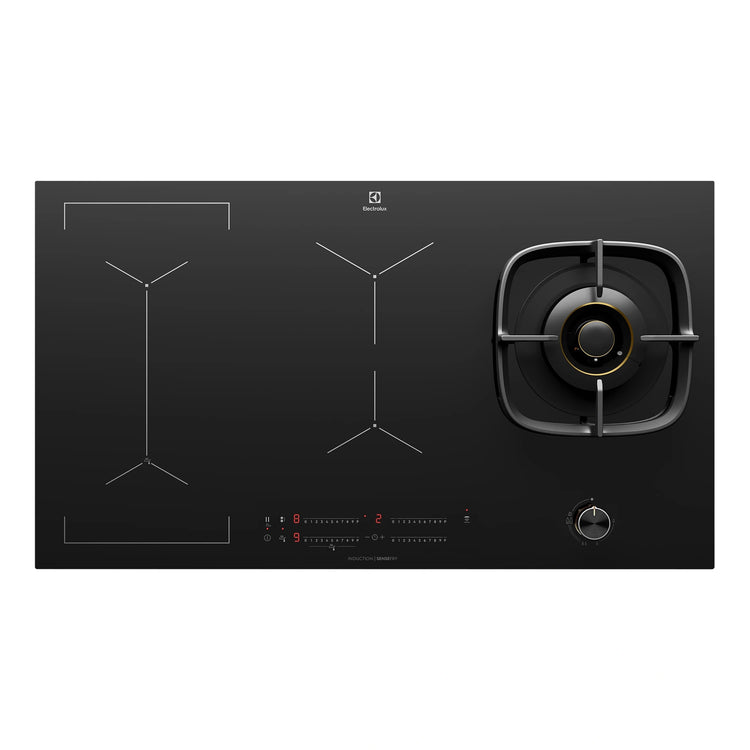 Electrolux 90cm UltimateTaste 900 Hybrid Induction Gas Cooktop EHH957BE, Top View 2