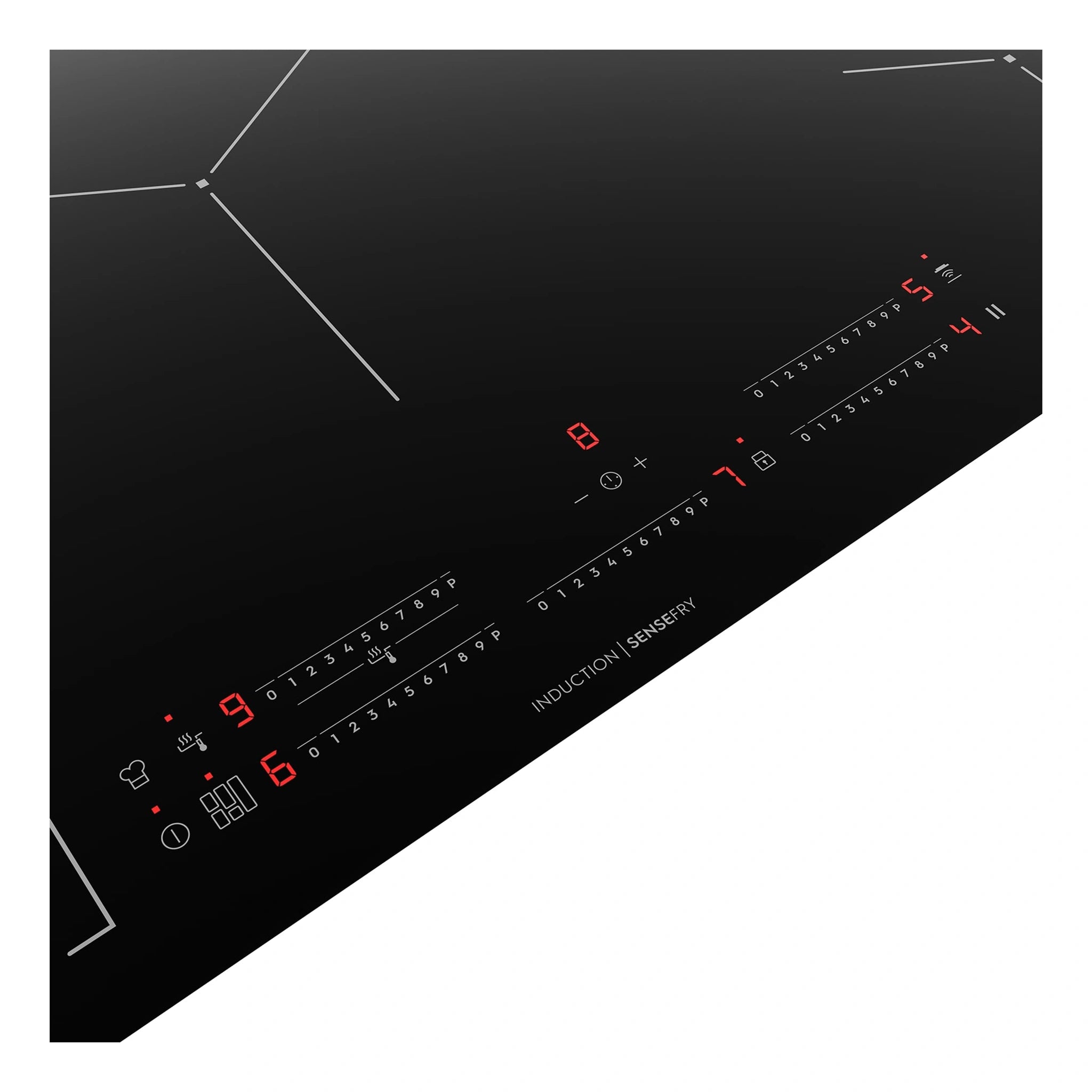 Electrolux 90cm UltimateTaste 700 7 Zone Induction Cooktop EHI977BE, Control Panel View