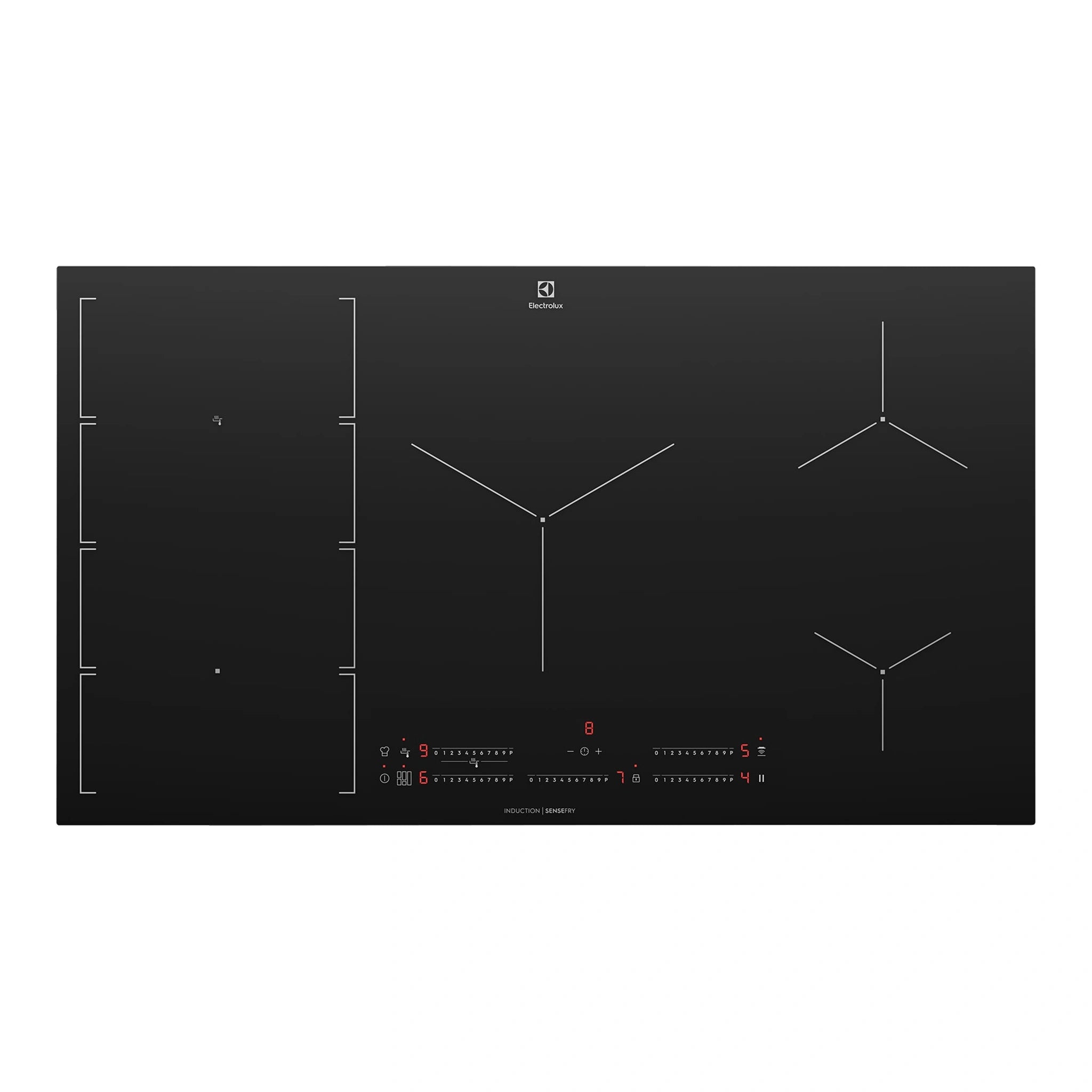 Electrolux 90cm UltimateTaste 700 7 Zone Induction Cooktop EHI977BE, Top View