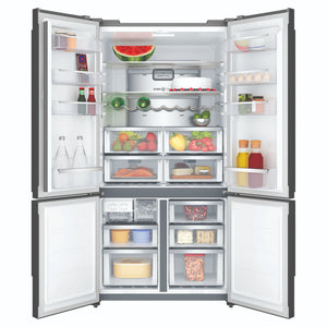 Electrolux 562L UltimateTaste 700 Side By Side Refrigerator EQE5607BA, Front View Double Door Open View With Storages