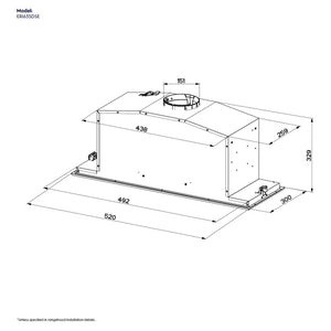 Electrolux 60cm UltimateTaste 700 Dark Stainless Integrated Rangehood ERI635DSE, Dimension View