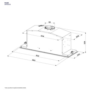Electrolux 90cm Dark Stainless UltimateTaste 700 Integrated Rangehood ERI935DSE, Dimension View