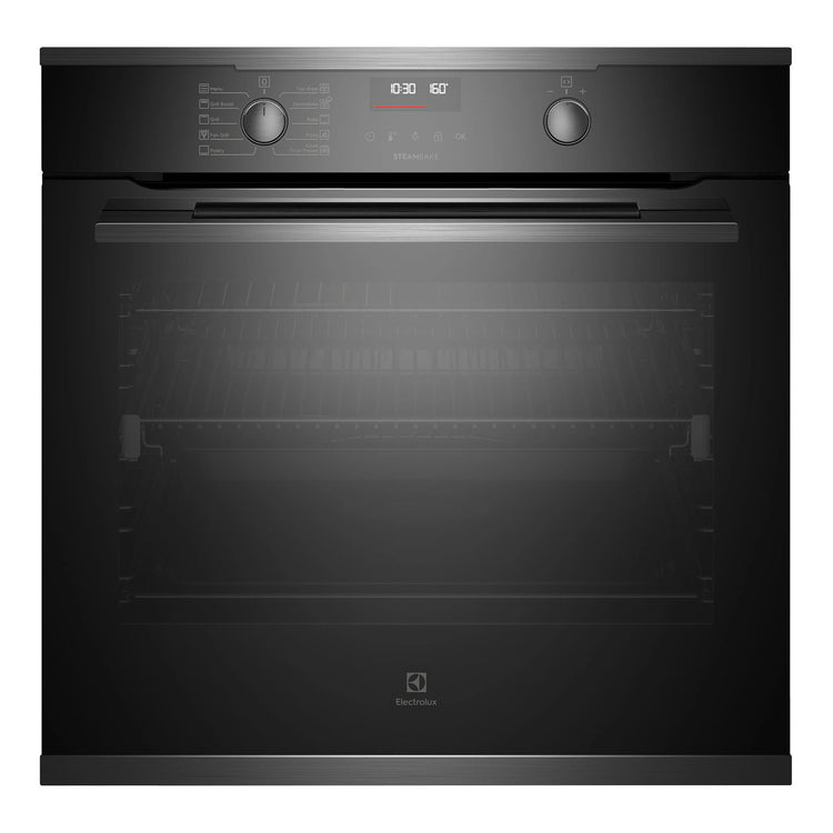 Electrolux 60cm Pyrolytic Dark Stainless Steel Oven with SteamBake EVEP614DSE, Front View