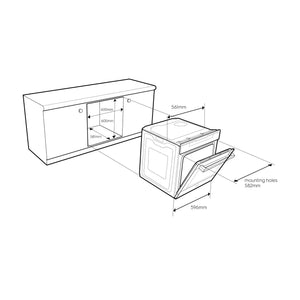 Electrolux 60cm Pyrolytic Built-In Oven with Steam Bake EVEP616DSE, Dimenssions View