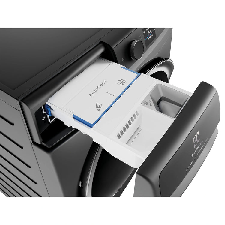 Electrolux 900 Series 12kg UltimateCare Front Load Washing Machine Dark Onyx EWF1242R9SC, Drawer Open