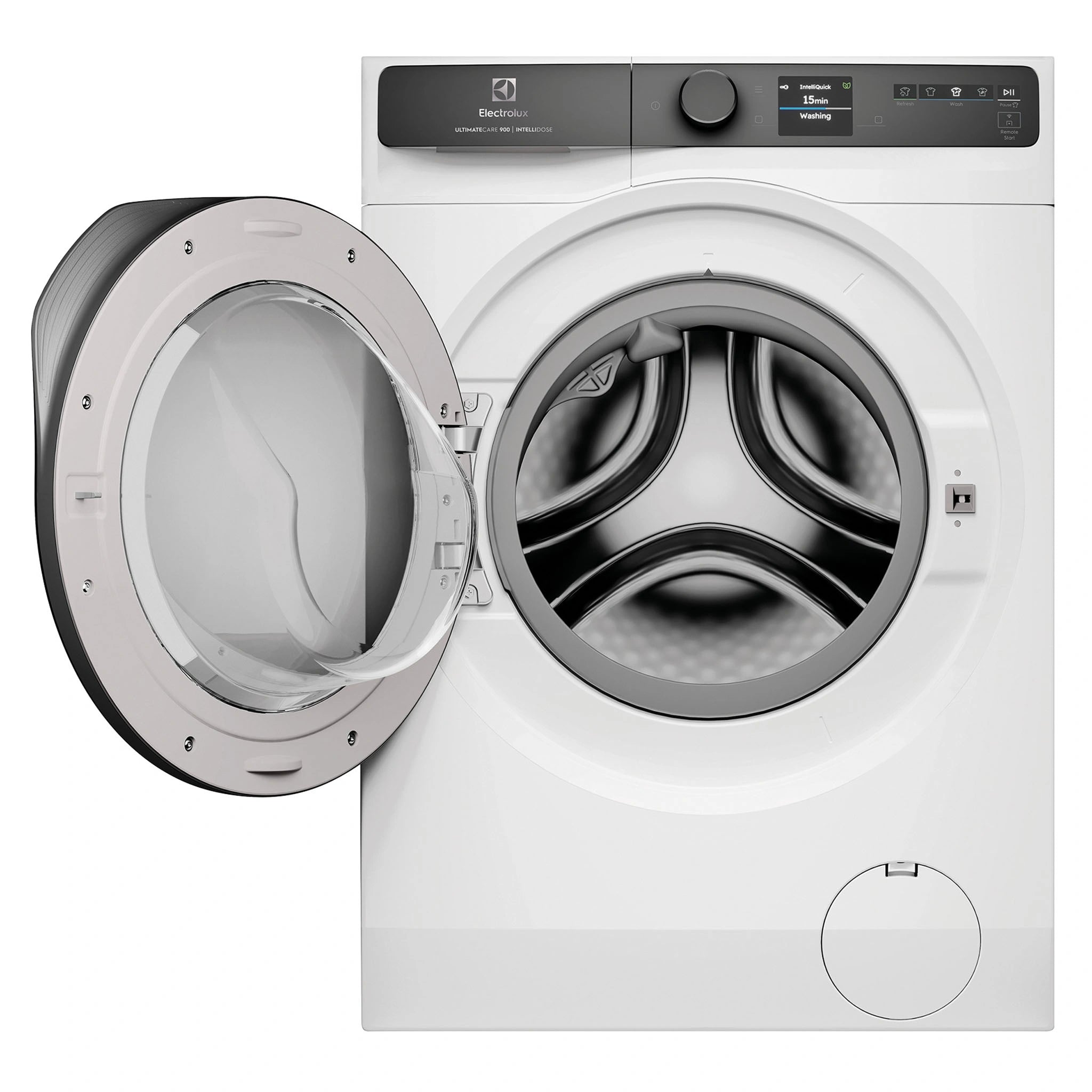 Electrolux 900 Series 12kg UltimateCare Front Load Washing Machine White EWF1242R9WC, Front View with Door Open