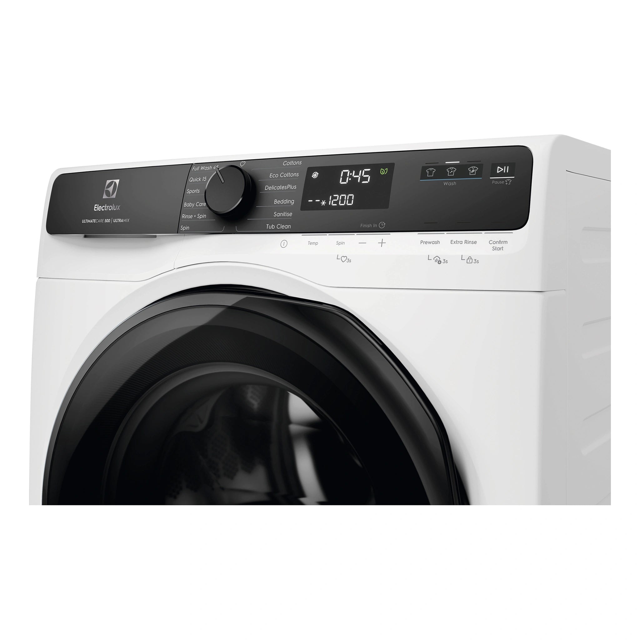 Electrolux 8kg 500 Series White Front Load Washing Machine EWF8023P5WCS, Control Panel  View 
