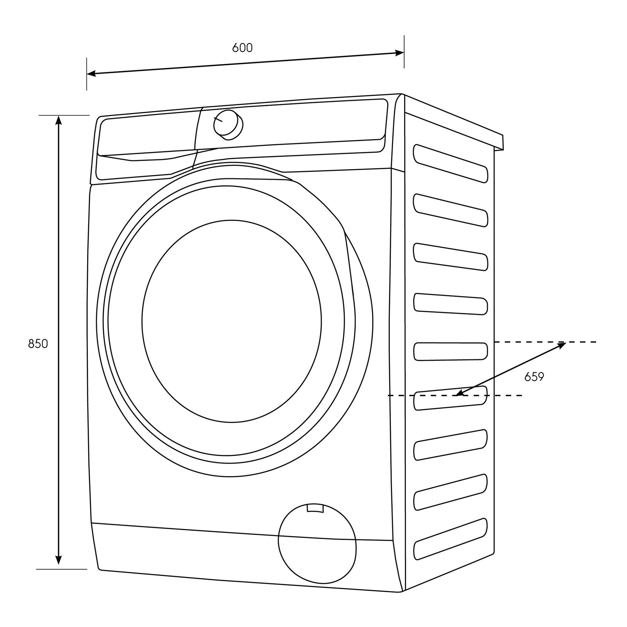 Electrolux 8kg 500 Series White Front Load Washing Machine EWF8023P5WCS, Dimensions