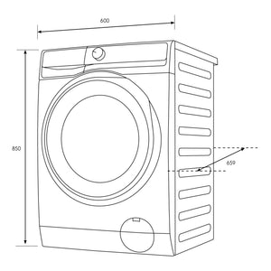Electrolux 9kg UltimateCare 700 Dark Onyx Front Load Washing Machine EWF9043R7SCS, Dimensions