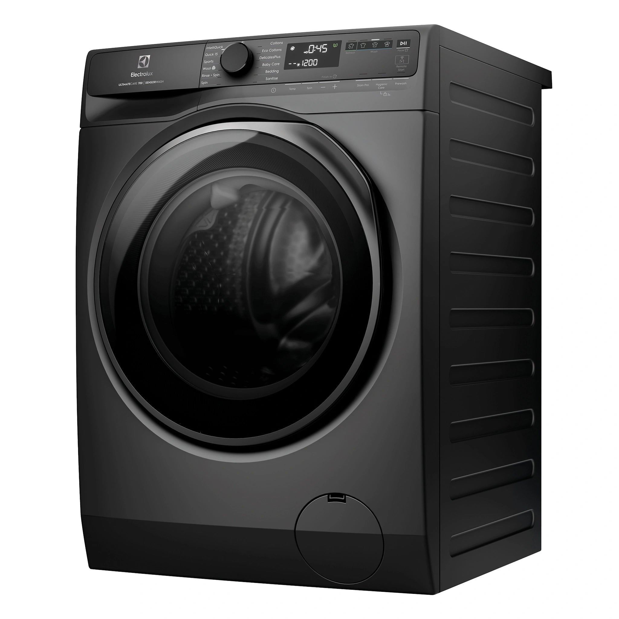 Electrolux 9kg UltimateCare 700 Front Load Washing Machine - Dark Onyx EWF9043R7SC, Side View