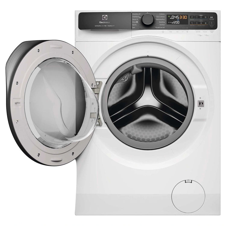 Electrolux 10kg/6kg UltimateCare 700 White Front Load Washer Dryer EWW1043R7WCS, Door Open View
